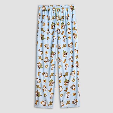 Men's Snoopy Cowboy Western Toss Velour Pajama Pants