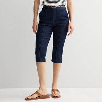 Women's Nine West Pintuck Denim Capri