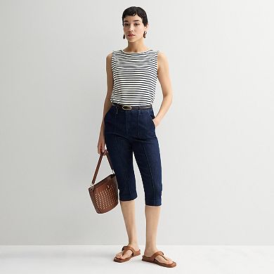 Women's Nine West Pintuck Denim Capri