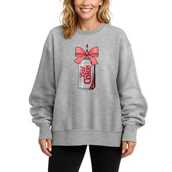 Women's Diet Coke Can Bow Oversized Fleece Crew Sweatshirt