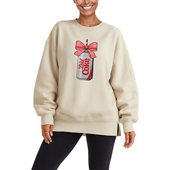 Women's Diet Coke Can Bow Oversized Fleece Crew Sweatshirt