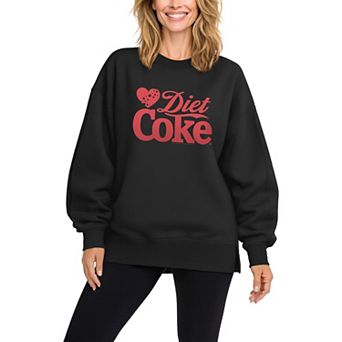 Women's Diet Coke Heart Graphic Oversized Fleece Crew Sweatshirt