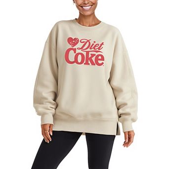 Women's Diet Coke Heart Graphic Oversized Fleece Crew Sweatshirt