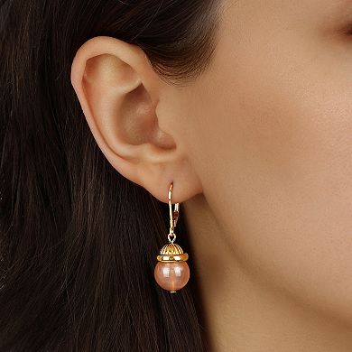 1928 Gold-Tone Bead Drop Leverback Earrings