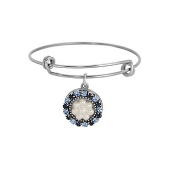 1928 Silver-Tone Crystal & Simulated Pearl Drop Bracelet