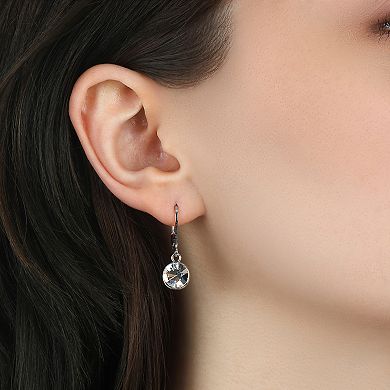 1928 Silver-Tone Clear Crystal Faceted Drop Earrings