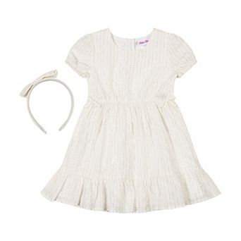 Girls 4-6x Little Lass Woven Eyelet Dress & Headband Set