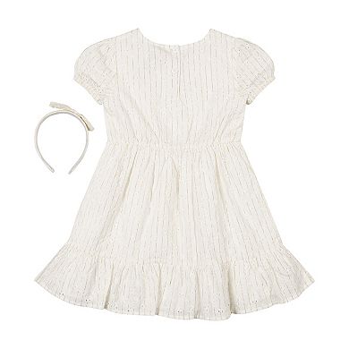 Girls 4-6x Little Lass Woven Eyelet Dress & Headband Set