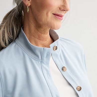 Women's Croft & Barrow® Button Front Knit Jacket