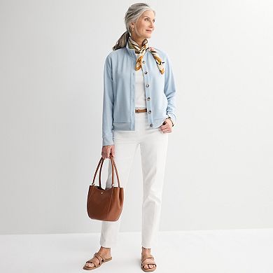 Women's Croft & Barrow® Button Front Knit Jacket