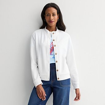 Women's Croft & Barrow® Button Front Knit Jacket