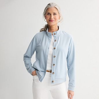 Women's Croft & Barrow® Button Front Knit Jacket