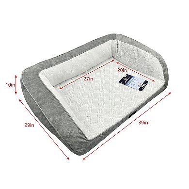 Serta Quilted Orthopedic Bolster Pet Bed