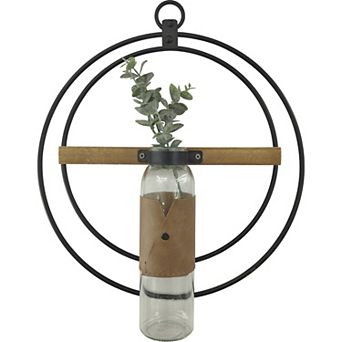 Metal Rings & Glass Artificial Greenery Hanging Wall Decor