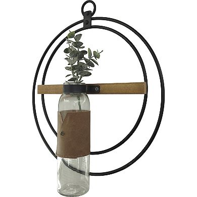 Metal Rings & Glass Artificial Greenery Hanging Wall Decor