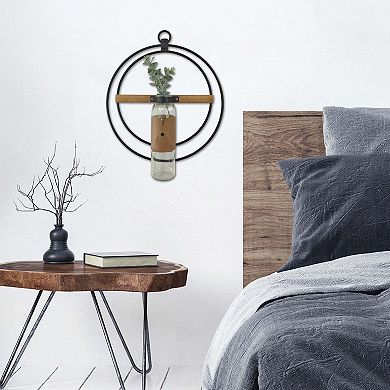 Metal Rings & Glass Artificial Greenery Hanging Wall Decor