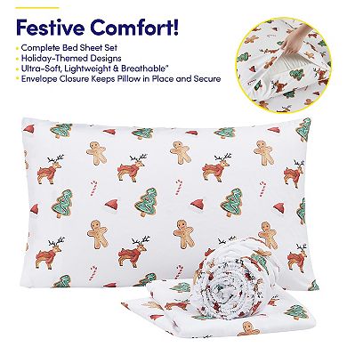 Sweet Home Collection Printed Christmas Holiday Sheet Set