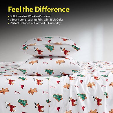 Sweet Home Collection Printed Christmas Holiday Sheet Set