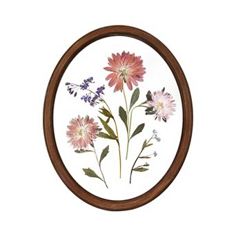 Oval Pressed Flowers Framed Wall Decor