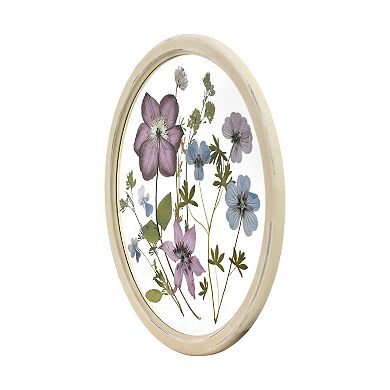 Round Pressed Flowers Framed Wall Decor