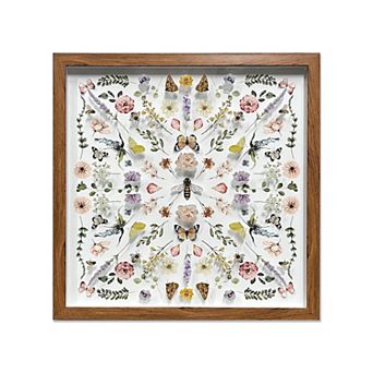 Bee, Flowers & Butterflies Mandala Shadowbox Wall Decor