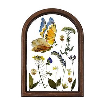 Silkscreen Pressed Flowers & Butterfly Framed Wall Decor