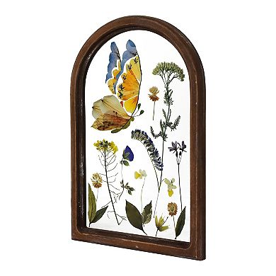 Silkscreen Pressed Flowers & Butterfly Framed Wall Decor