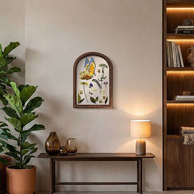 Silkscreen Pressed Flowers & Butterfly Framed Wall Decor
