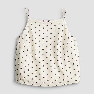 Juniors' SO® Linen Apron Shell Camisole Tank Top