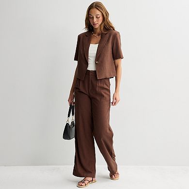 Juniors' SO® Linen Short Sleeve Blazer