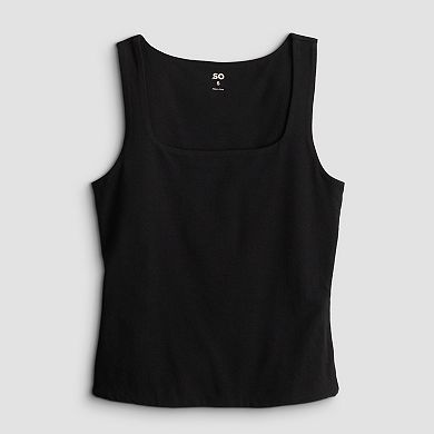 Juniors' SO Square Neck Tank Top