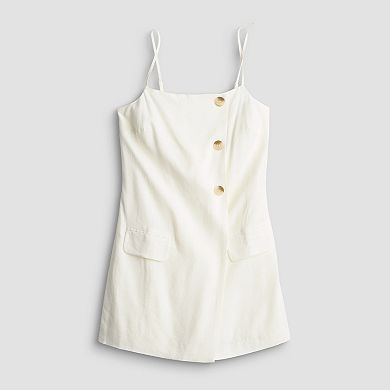 Juniors' SO® Linen Faux Wrap Romper