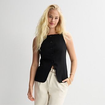 Juniors' SO® Square Neck Long Line Vest