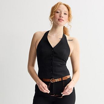 Juniors' SO® Halter Suiting Vest