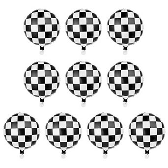 10 pc Racing Car Mylar Balloons with Ribbon and Straw for Boys Adults and Party Decorations