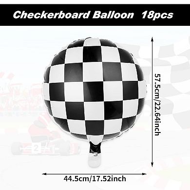 10Pcs Racing Car Mylar Balloons with Ribbon and Straw for Boys Adults and Party Decorations