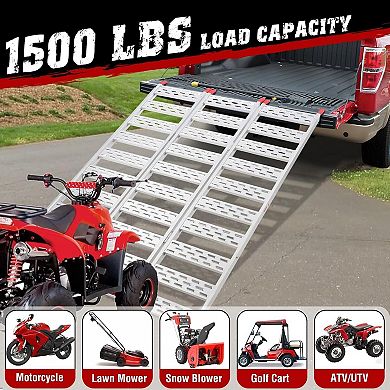 Foldable ramp, aluminum three fold motorcycle loading ramp, ATV ramp with ATV/UTV loading straps