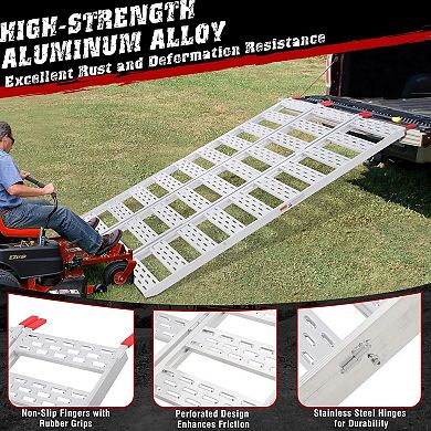Foldable ramp, aluminum three fold motorcycle loading ramp, ATV ramp with ATV/UTV loading straps