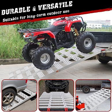 Foldable ramp, aluminum three fold motorcycle loading ramp, ATV ramp with ATV/UTV loading straps