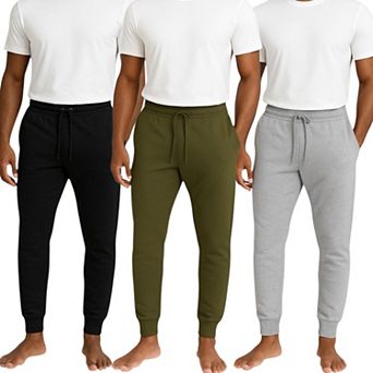 Men's 3 Pack Ultra Soft Fleece Joggers Cozy & Comfortable Sweatpants