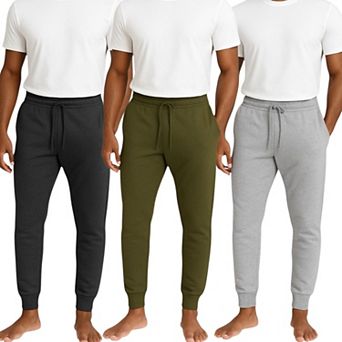Men's 3 Pack Ultra Soft Fleece Joggers Cozy & Comfortable Sweatpants