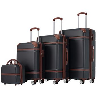 4 pc Hardside Spinner Luggage Set with Cosmetic Case and TSA Lock