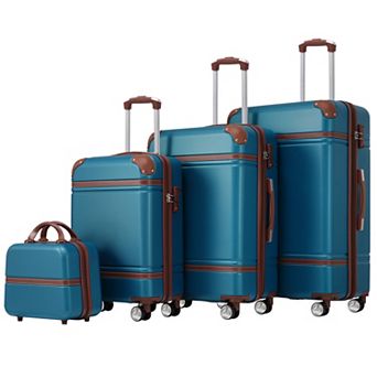 4 pc Hardside Spinner Luggage Set with Cosmetic Case and TSA Lock