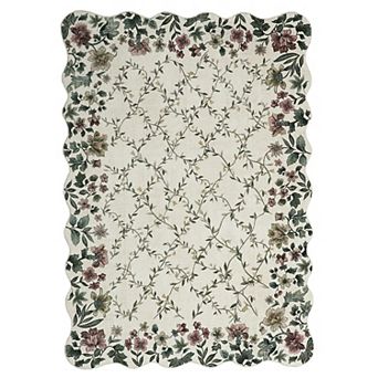 Washable Floral Irregular Edge Carpet Indoor Non Slip Entry Low Pile Throw Rugs for Entryway