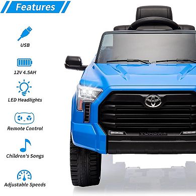 Toyota Tundra 12V Kids Ride-On Truck, Remote Control, 3 Speeds, LED Lights