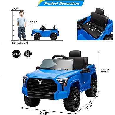 Toyota Tundra 12V Kids Ride-On Truck, Remote Control, 3 Speeds, LED Lights
