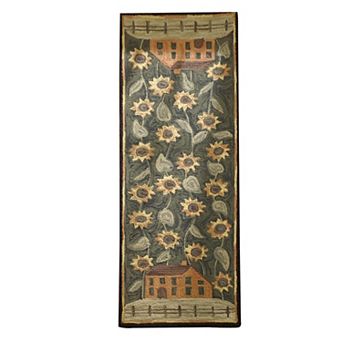 Park Designs House and Sunflower Hooked Rug Runner 2' x 6'