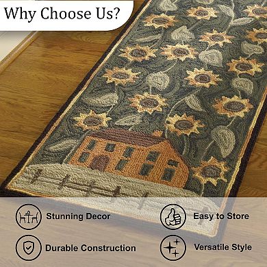 Park Designs House and Sunflower Hooked Rug Runner 2' x 6'
