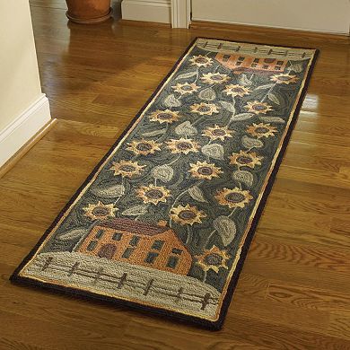 Park Designs House and Sunflower Hooked Rug Runner 2' x 6'