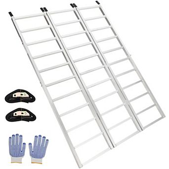 Three fold aluminum alloy truck loading ramp with load belt and pedal, anti-skid